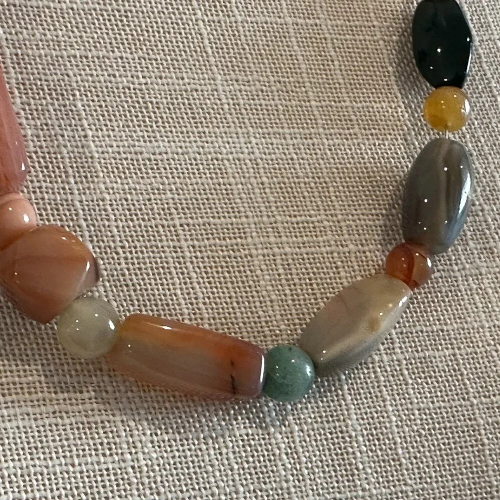 Vintage Polished Gemstone Bead Necklace